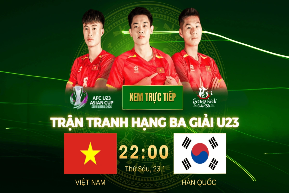 TRỰC TIẾP TRẬN TRANH HẠNG BA GIỮA U23 VIỆT NAM vs U23 HÀN QUỐC