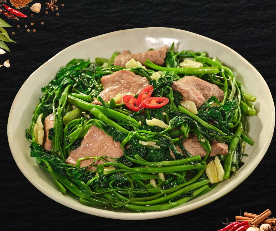 RAU MUỐNG XÀO BÒ